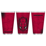 Arkansas Razorbacks Halftones Sublimated 16 Oz. Pint Glass