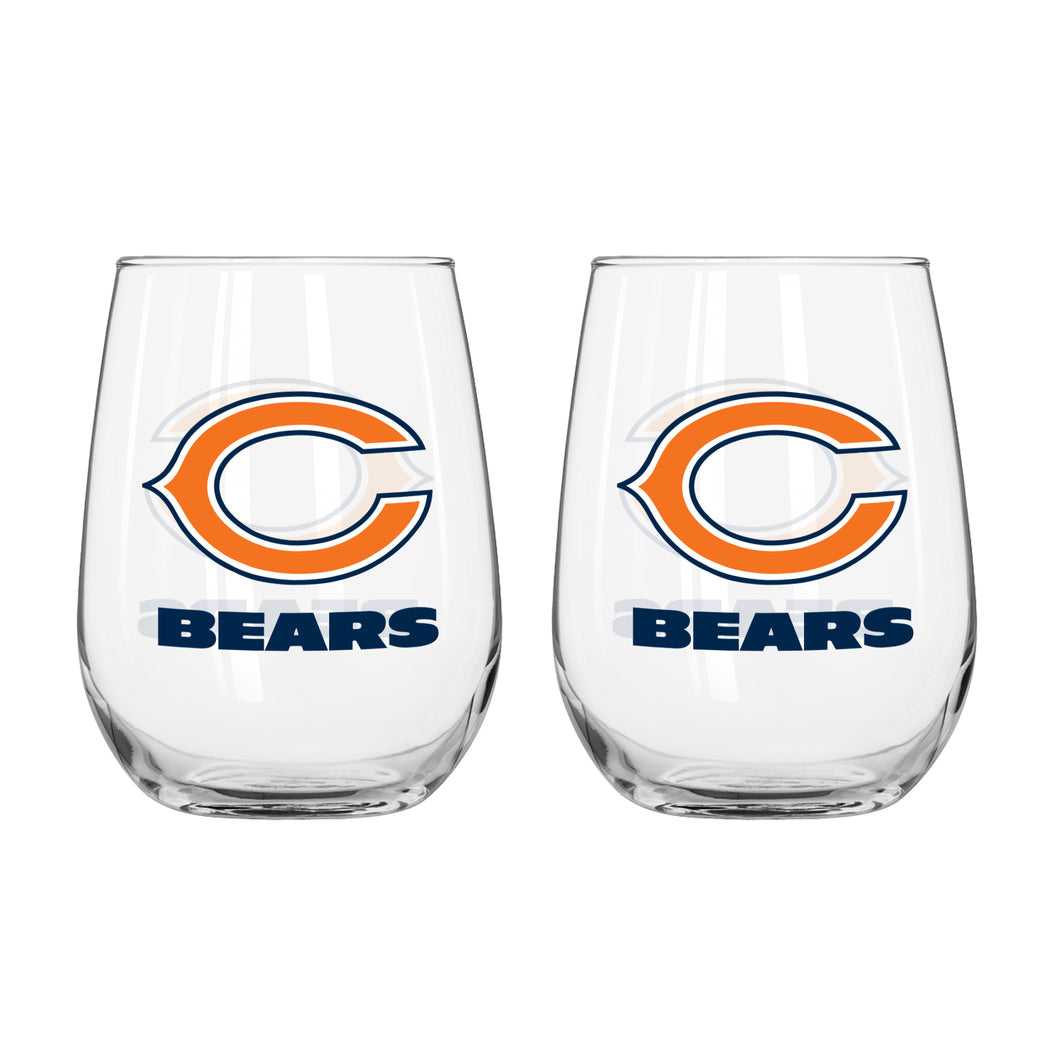 Chicago Bears Curved Wine Glass 16 Oz. 2 Pack