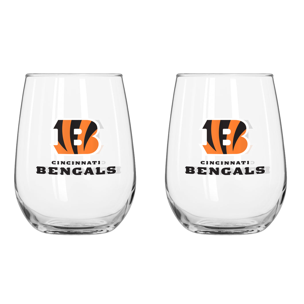 Cincinnati Bengals Curved Wine Glass 16 Oz. 2 Pack