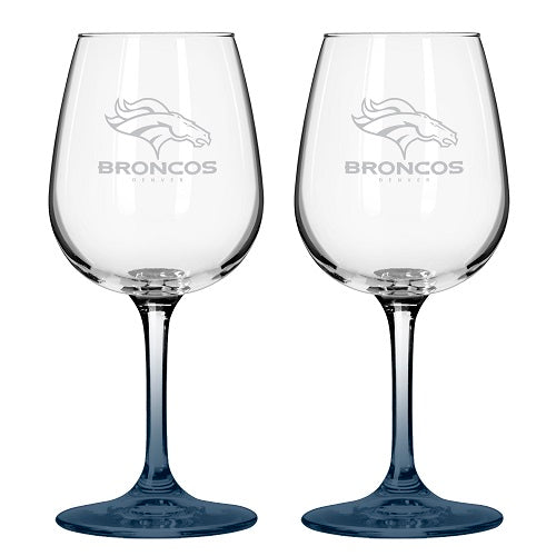 Denver Broncos 12 Oz. Satin Etch Wine Glass 2 Pack