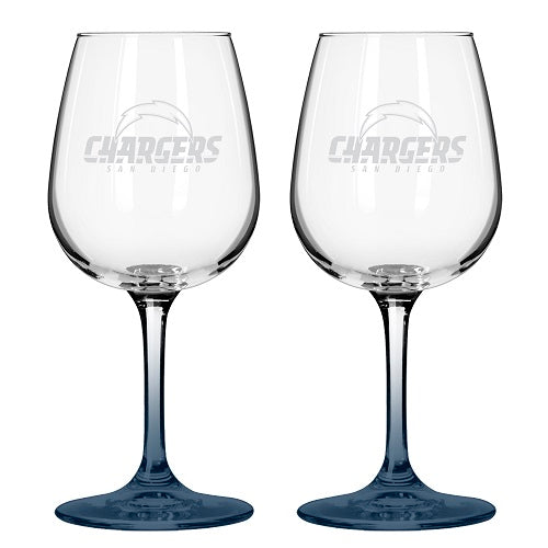 Los Angeles Chargers 12 Oz. Satin Etch Wine Glass 2 Pack