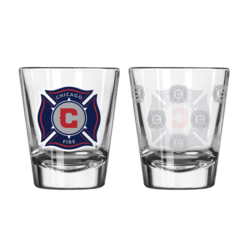 Chicago Fire Satin Etch Collectible Shot Glass 2oz.