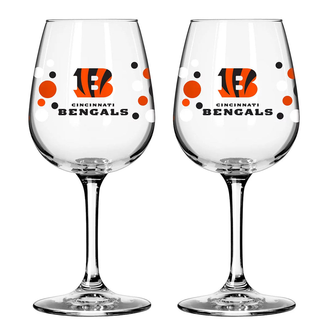 Cincinnati Bengals Pokadot Wine Glass 12 Oz. 2 Pack