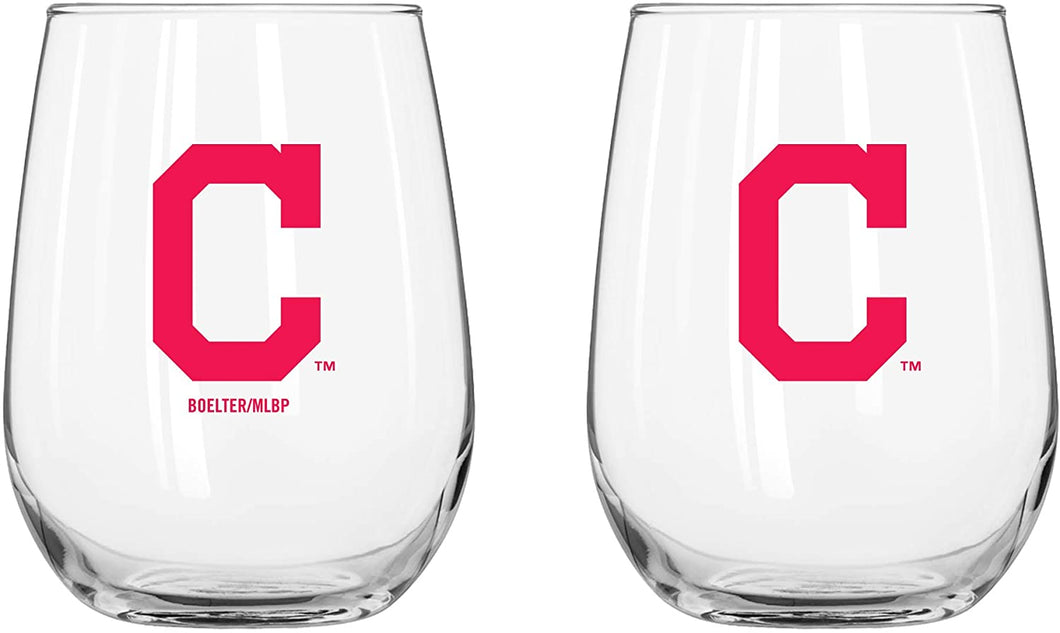 Cleveland Indians Curved Wine Glass 16 Oz. 2 Pack