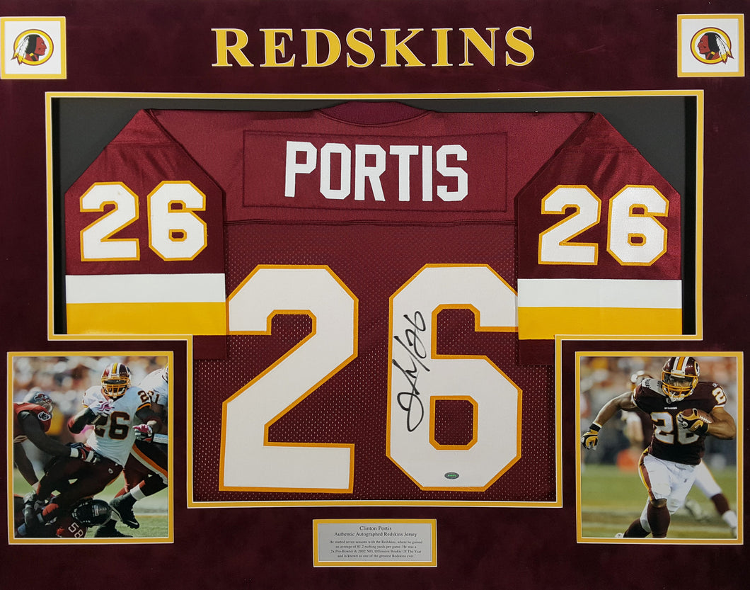 Clinton Portis Signed Autographed Commanders Jersey Matted Ready to Framed