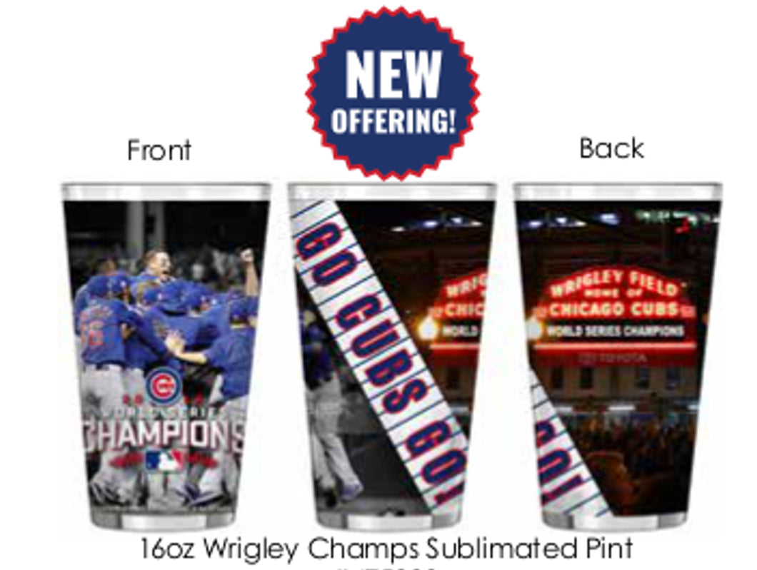 Chicago Cubs 2016 World Series 16 Oz. Halftone Sublimated Pint Glass