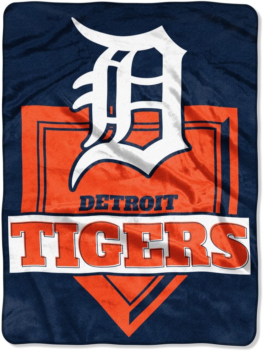 Detroit Tigers Home Plate Raschel Throw Blanket 60
