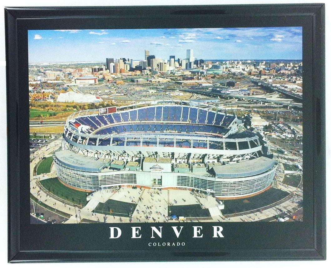Denver Broncos Mile High Stadium Poster Print Framed 8