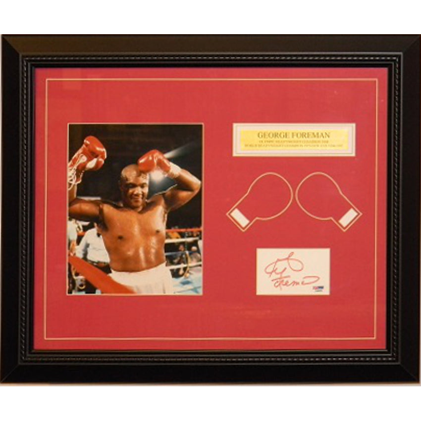 George Foreman Autographed Cut with 8x10 Framed PSA/DNA Authenticity
