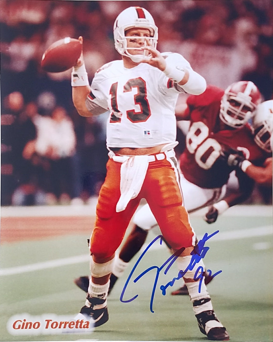 Gino Torretta  Signed Autographed 8x10