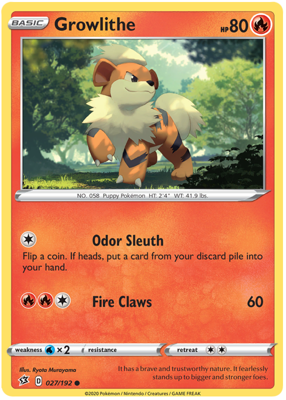 Sword and Shield Rebel Clash 027  Growlithe