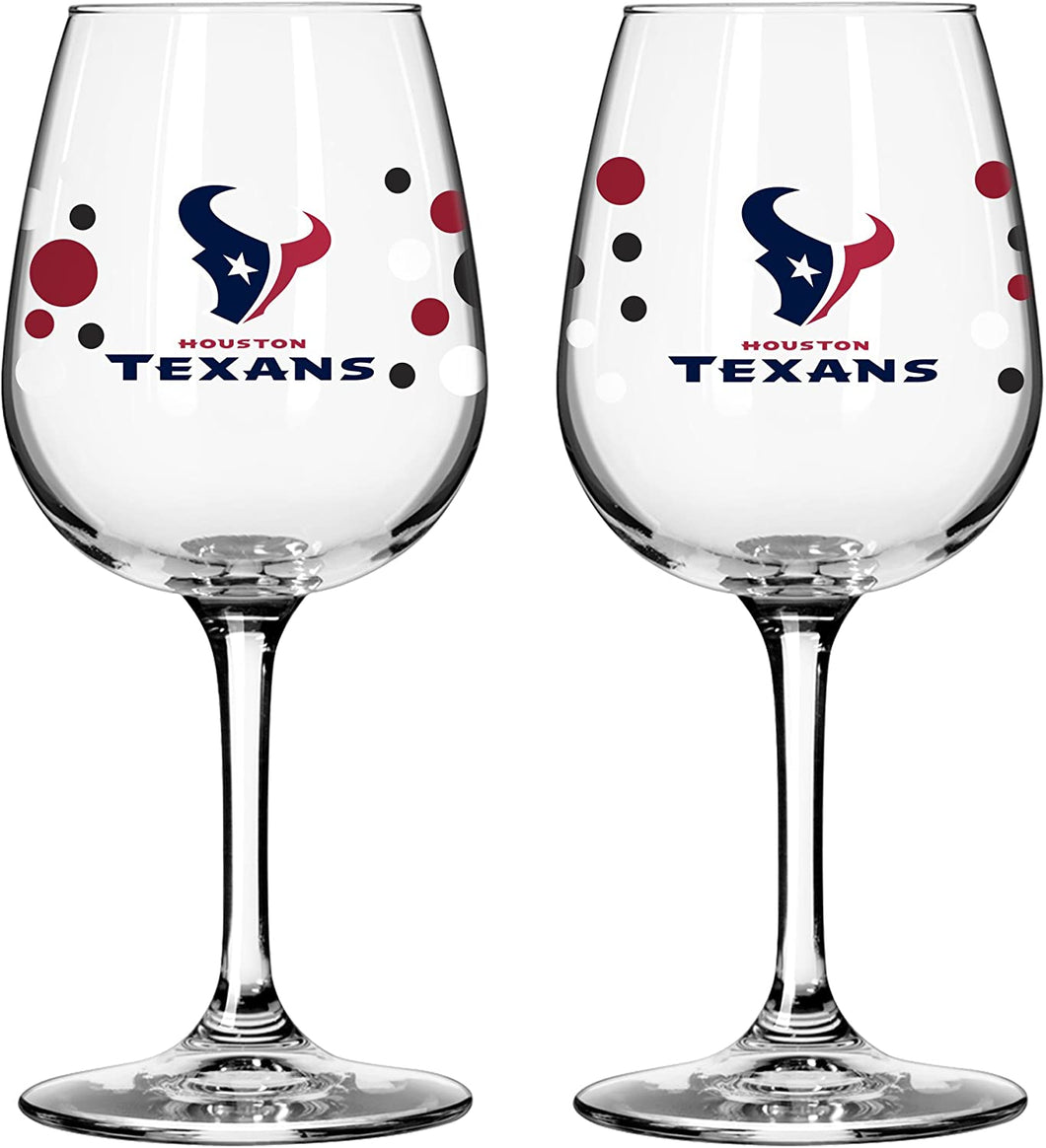 Houston Texans Pokadot Wine Glass 12 Oz. 2 Pack