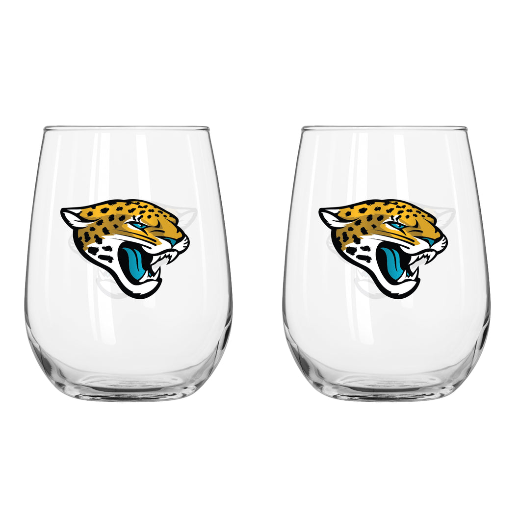 Jacksonville Jaguars Curved Wine Glass 16 Oz. 2 Pack
