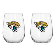 Jacksonville Jaguars Curved Wine Glass 16 Oz. 2 Pack