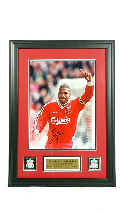 John Barnes Signed Autographed 11x14 Framed Liverpool