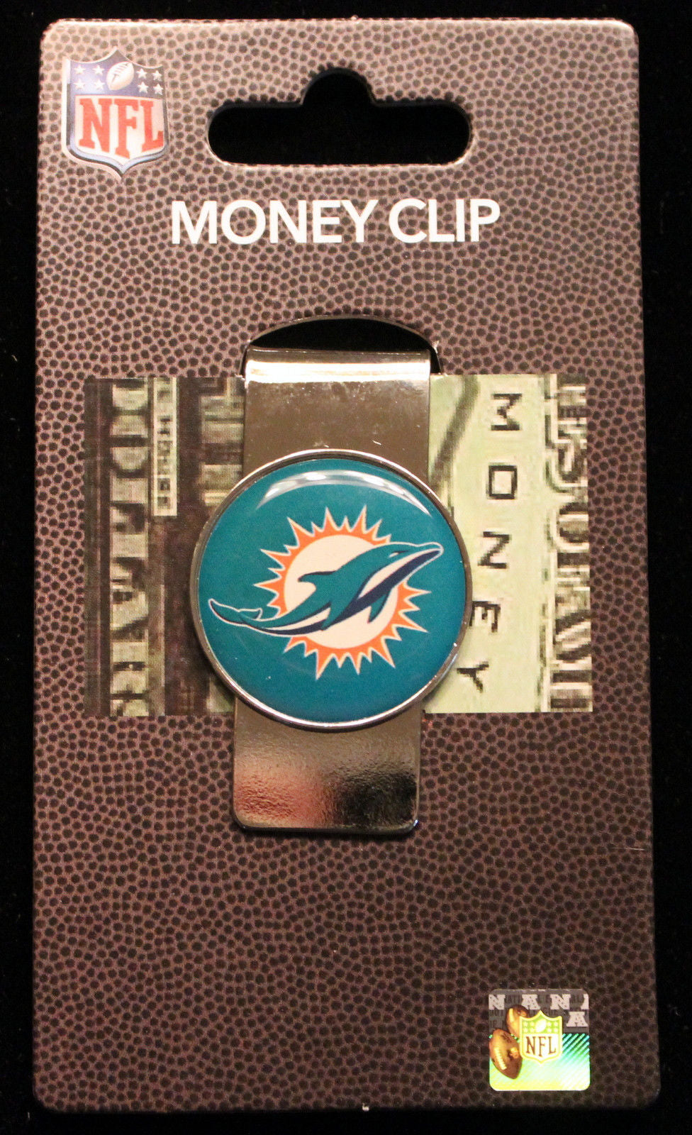 Miami Dolphins Dome Stainless Steel Money Clip