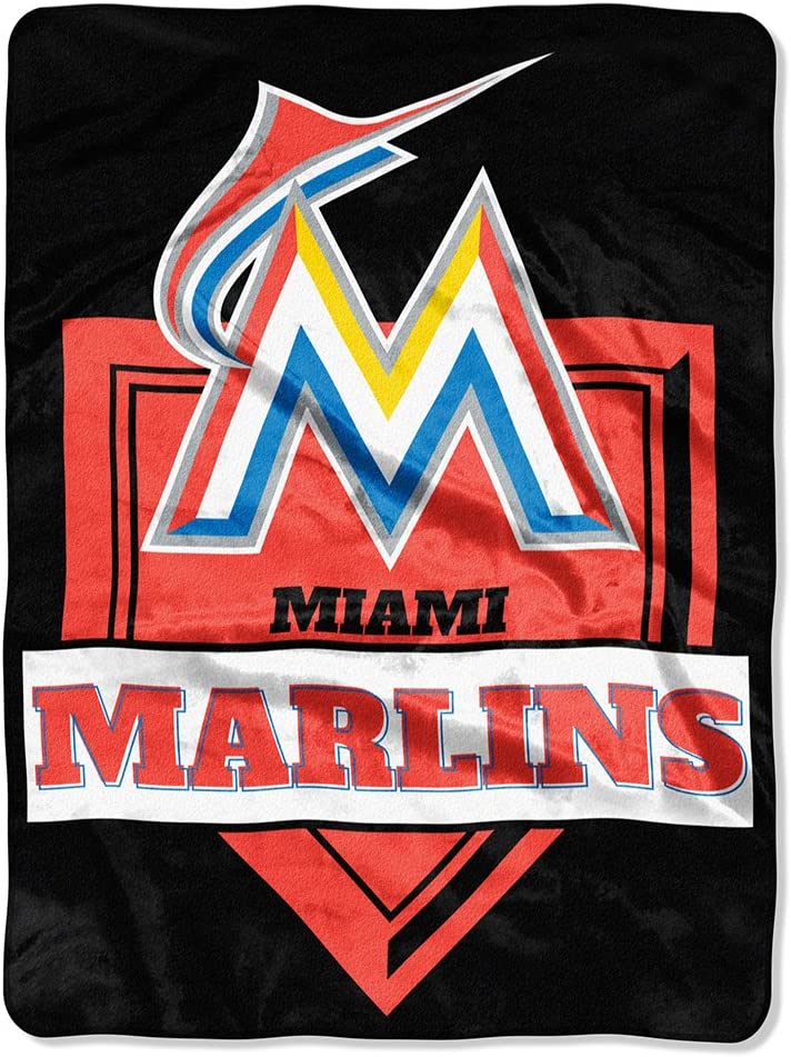 Miami Marlins Home Plate Raschel Throw Blanket 60