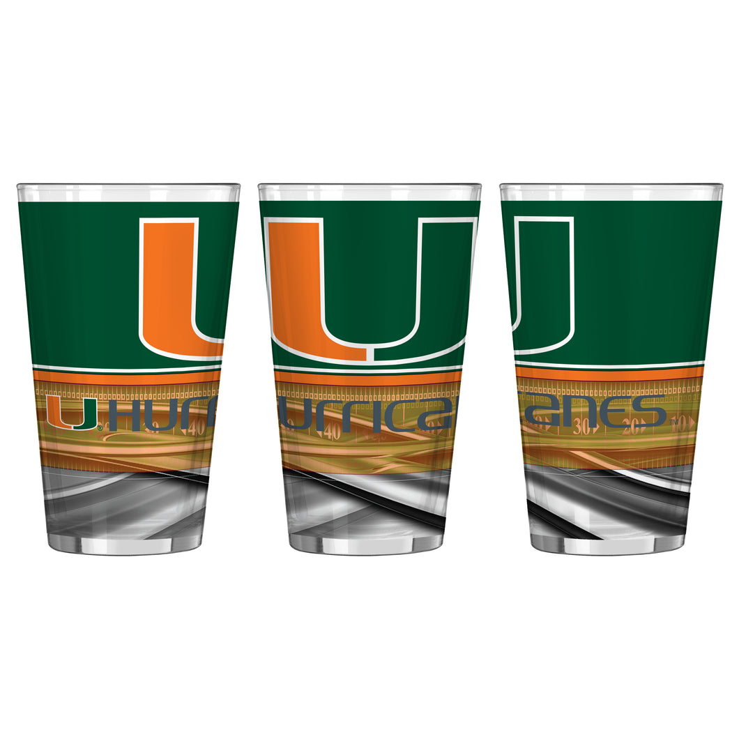 Miami Hurricanes Field Sublimated 16 Oz. Pint Glass