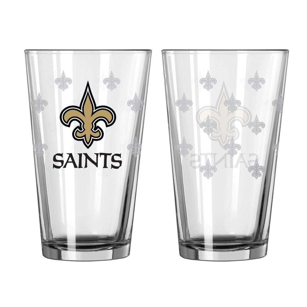 New Orlean Saints 16 Oz. Satin Etch Pint Glass 2 Pack