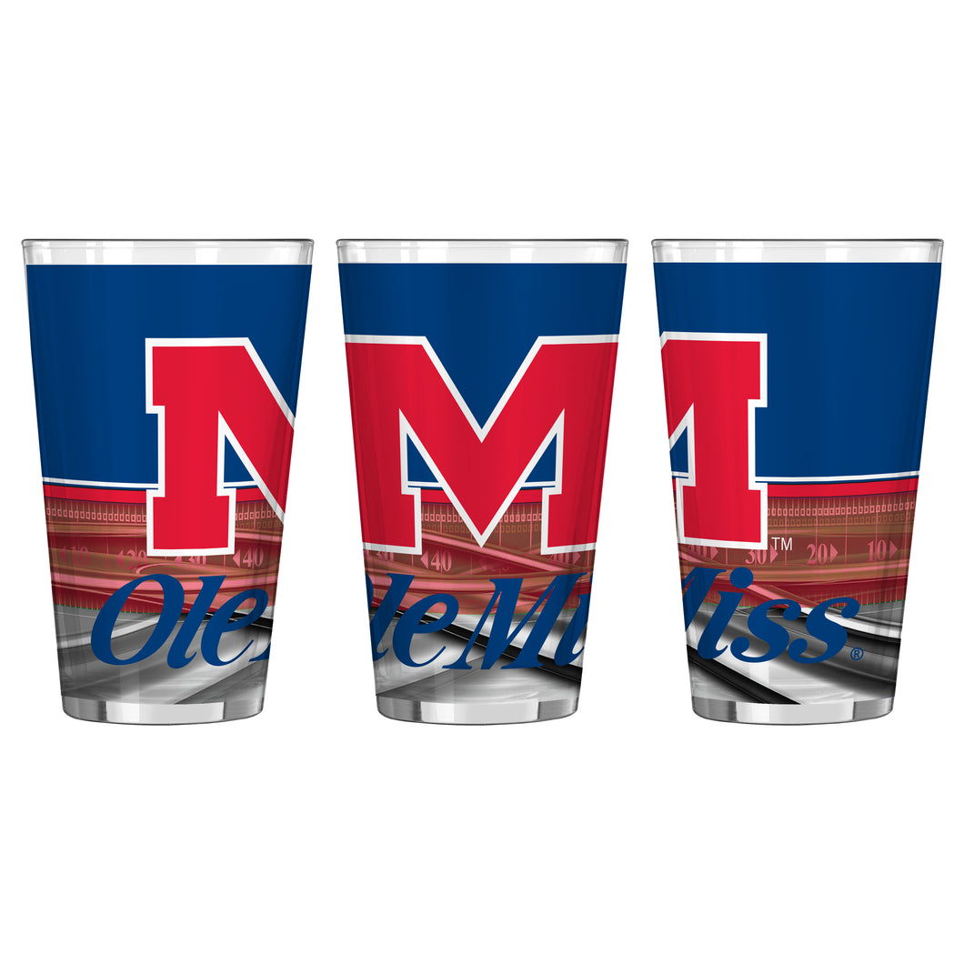 Mississippi Ole Miss Rebels Field Sublimated 16 Oz. Pint Glass