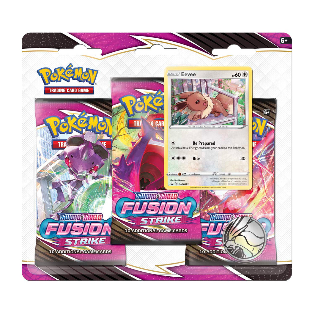 Pokémon Sword & Shield Fusion Strike Eevee BLISTER Pack (Booster Pack, Promo Card & Coin)