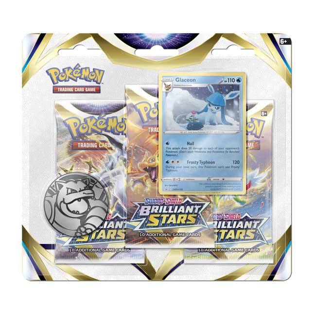 Pokémon TCG Sword & Shield Brilliant Stars Glaceon 3 Booster Pack, Promo Card & Coin