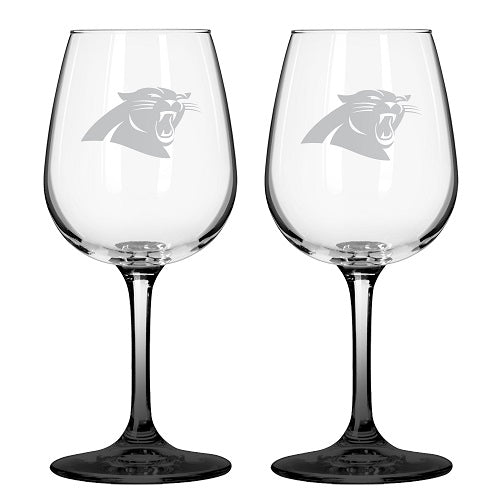 Carolina Panthers 12 Oz. Satin Etch Wine Glass 2 Pack