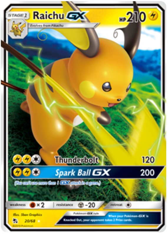 Sun and Moon Hidden Fates 020  Raichu GX