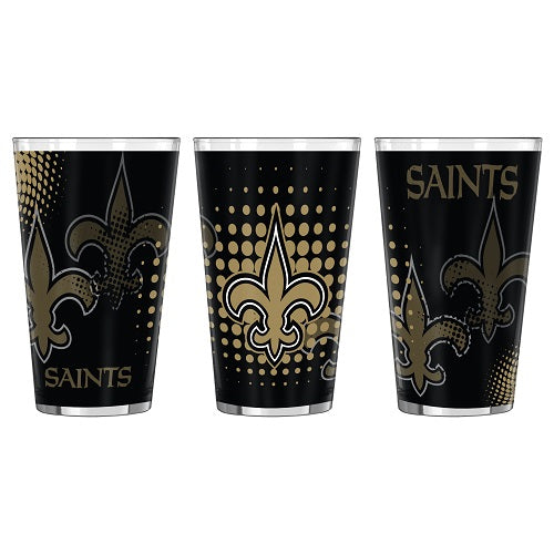 New Orleans Saints Halftones Sublimated 16 Oz. Pint Glass