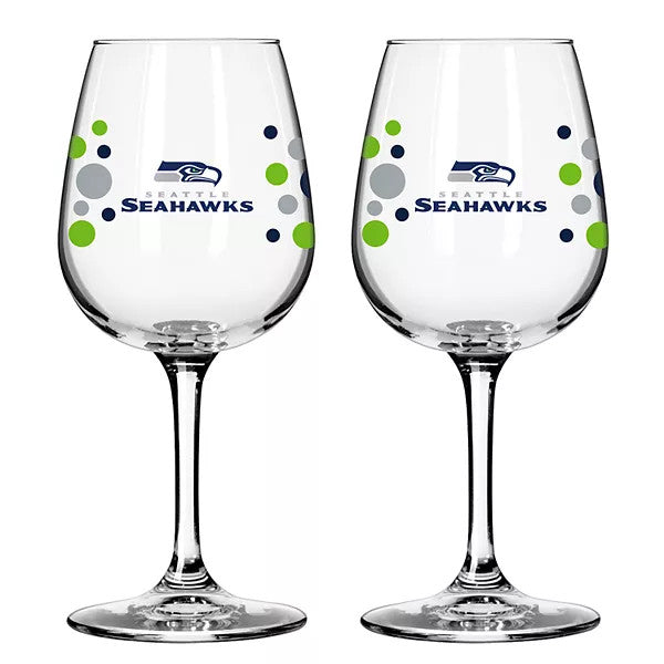 Seattle Seahawks Pokadot Wine Glass 12 Oz.