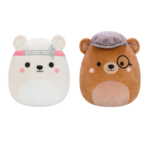 Squishmallows Fancy Friends (Brooke & Omar) The Polar Bear With Headband and Brown Bear With Monocle And Hat 8