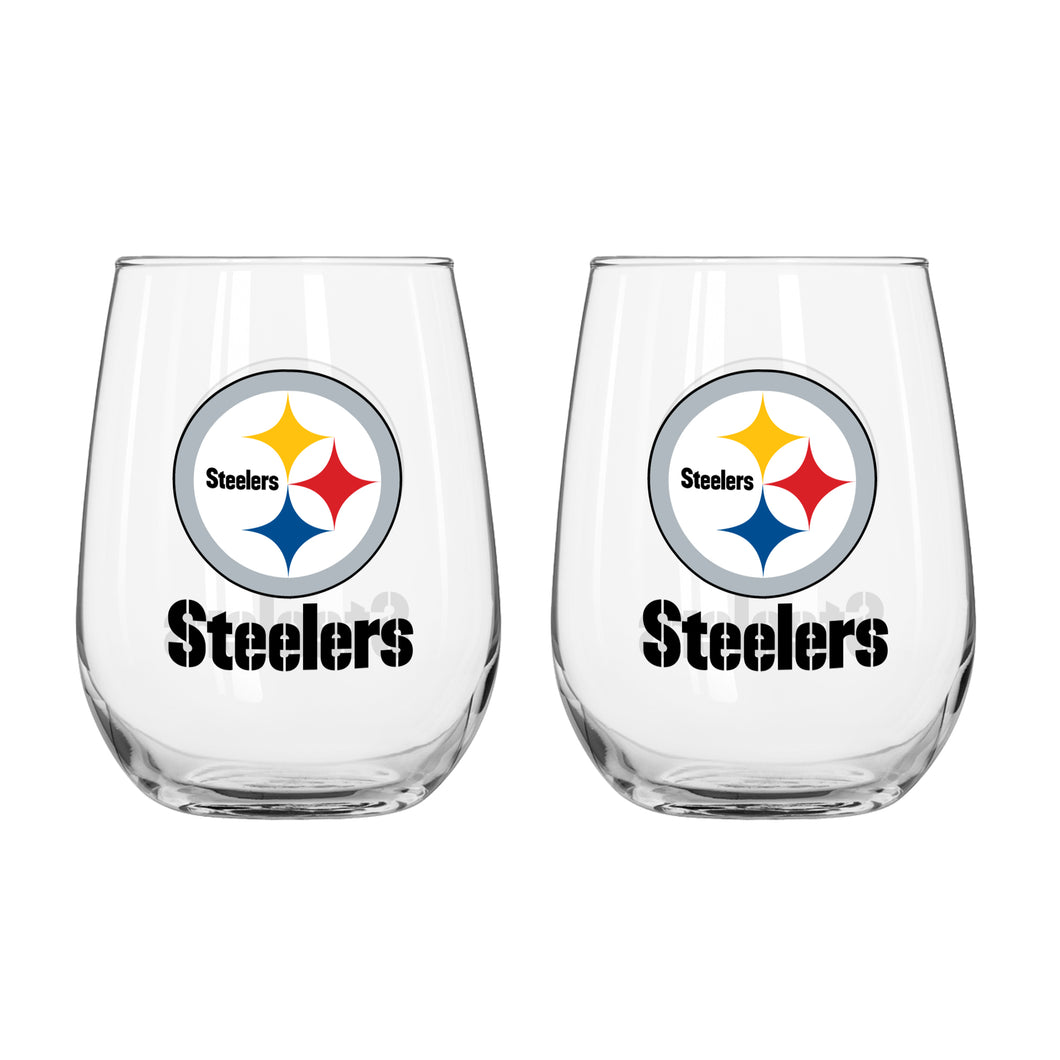 Pittsburgh Steelers Curved Wine Glass 16 Oz. 2 Pack