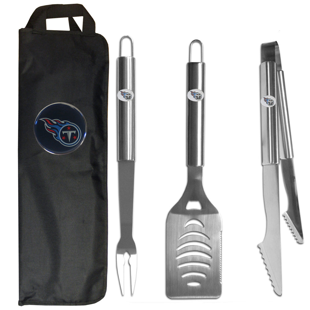 Tennessee Titans 3 Piece Steel BBQ Set with Bag