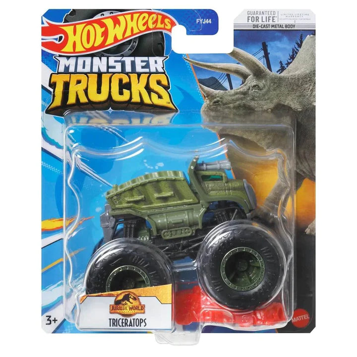 Hot Wheels Monster Trucks Jurassic World Triceratops and Crash car 51/75 1:64 Scale