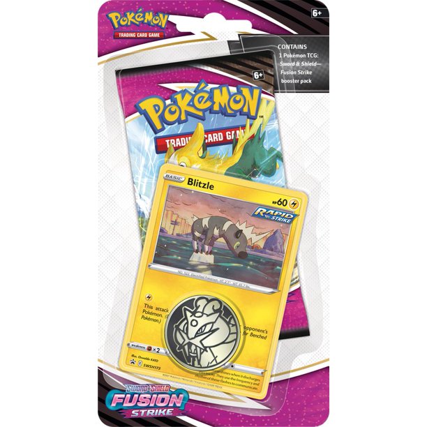 Pokémon Sword & Shield Fusion Strike Blitzle Checklane BLISTER Pack (Booster Pack, Promo Card & Coin)