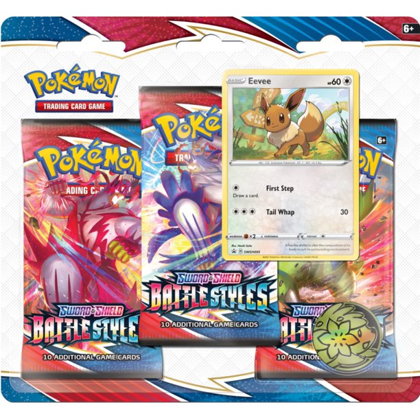 Pokémon TCG Sword & Shield-Battle Style 3 Booster Packs, Eevee Promo Card & Coin