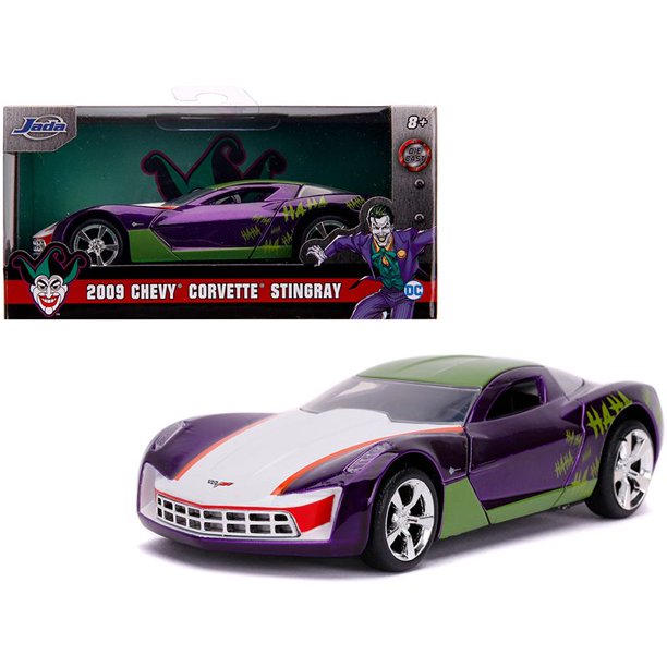 2009 Chevrolet Corvette Stingray Joker DC Comics Hollywood Rides Series 1/32 Diecast Model Car by Jada