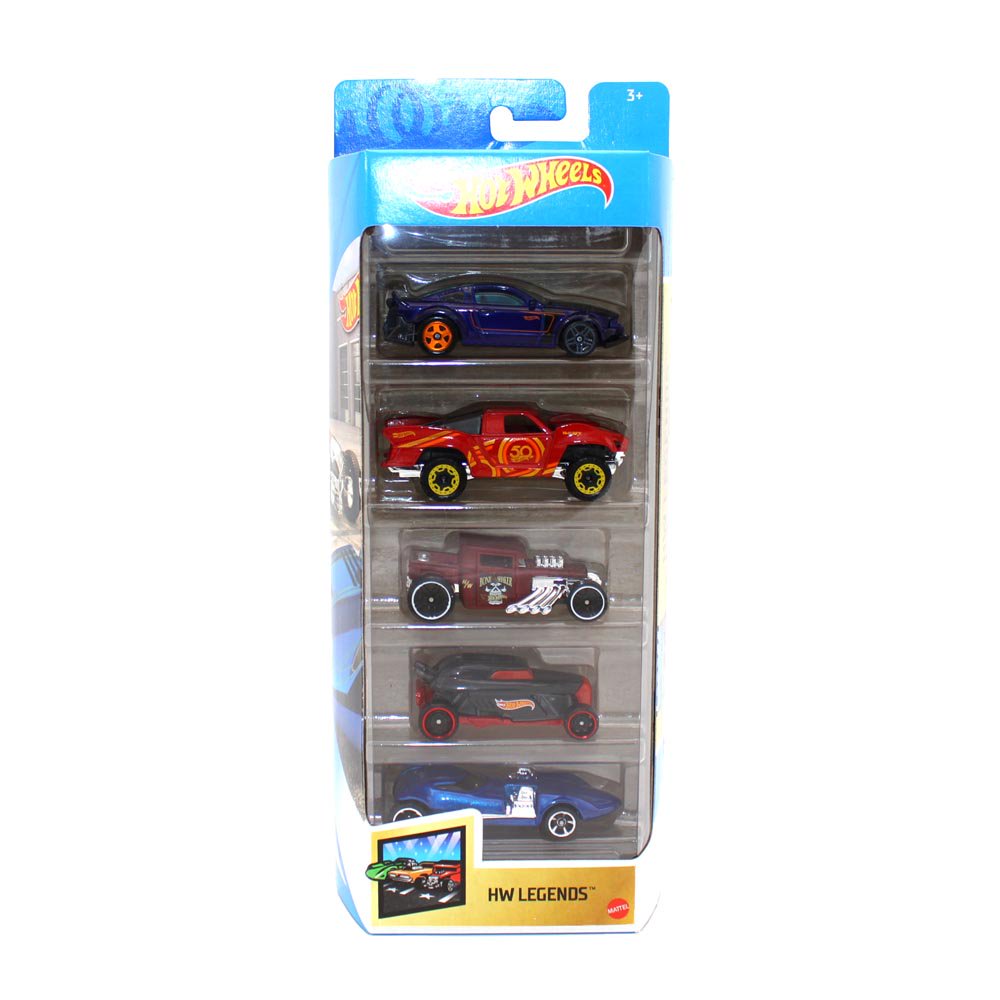 Hot Wheels HW Legends 5 Pack Vehicles (set of 3 Corvette, HW Exotics, HW Legends themes for collectors)