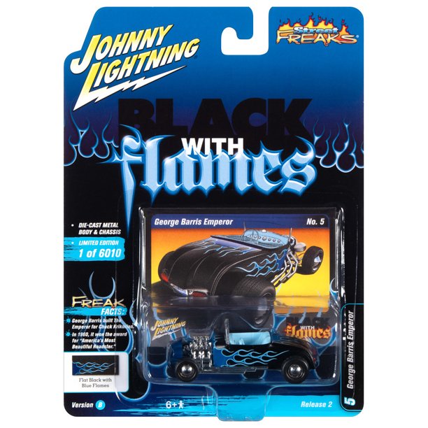 Johnny Lightning 1:64 Street Freaks Ver B George Barris Emperor Black w Flames