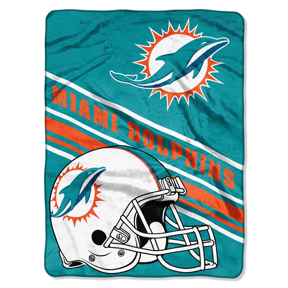 Miami Dolphins Slant Raschel Throw Blanket 60
