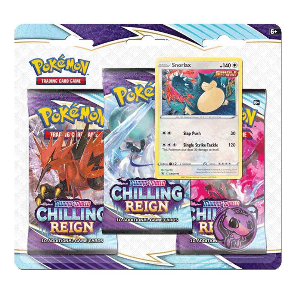 Pokémon TCG Chilling Reign Snorlax With 3 Booster Packs & Coin