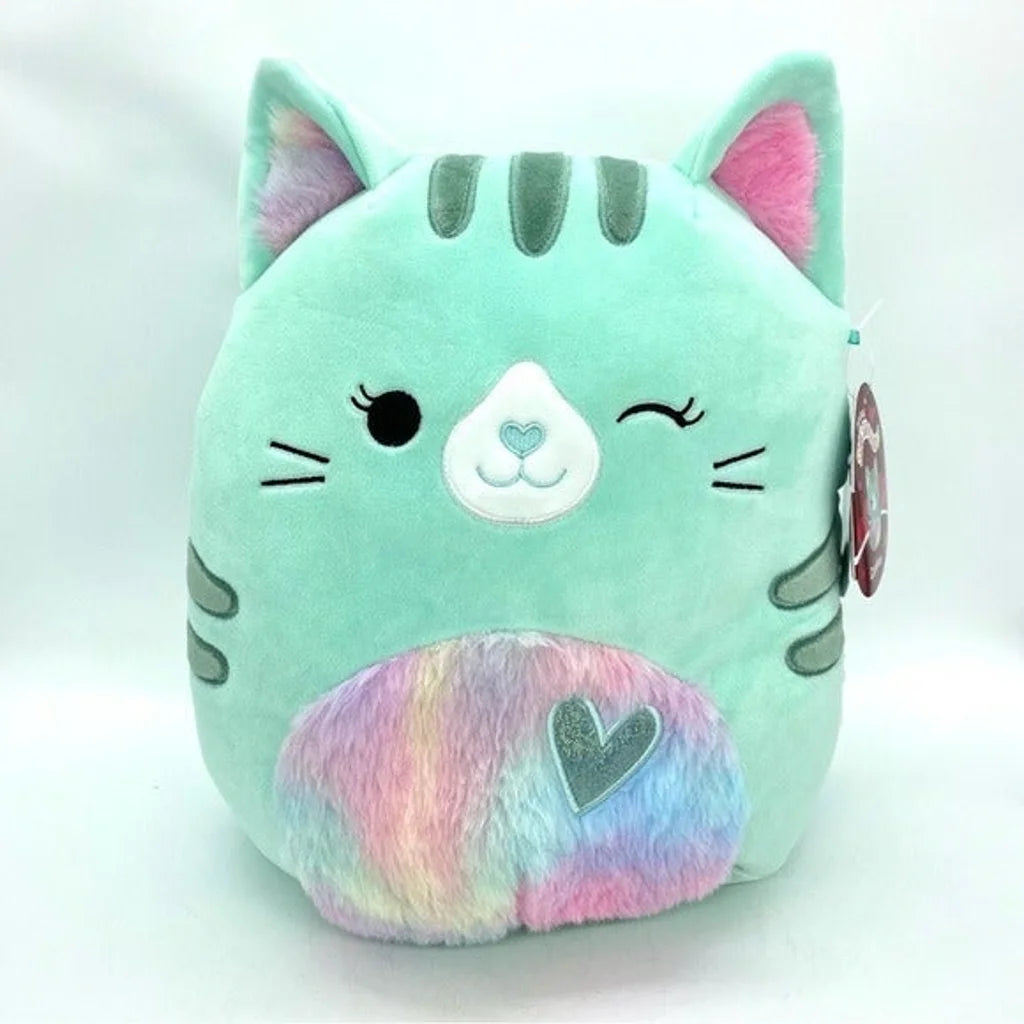 Squishmallows Corinna the Cat with Colorful Fluffy Belly and Winking 11