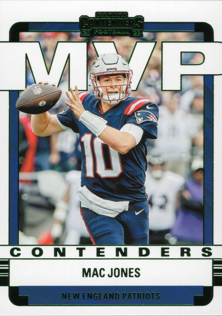 2022 Panini Contenders MVP Contenders Emerald Mac Jones # MVP-MJO New England Patriots