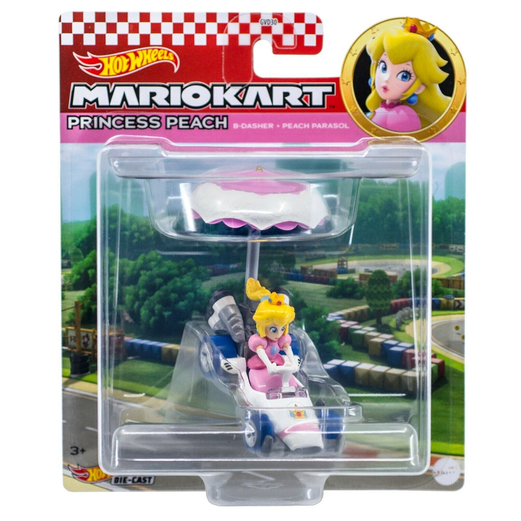 Hot Wheels Mario Kart Princess Peach B-Dasher with Peach Parasol