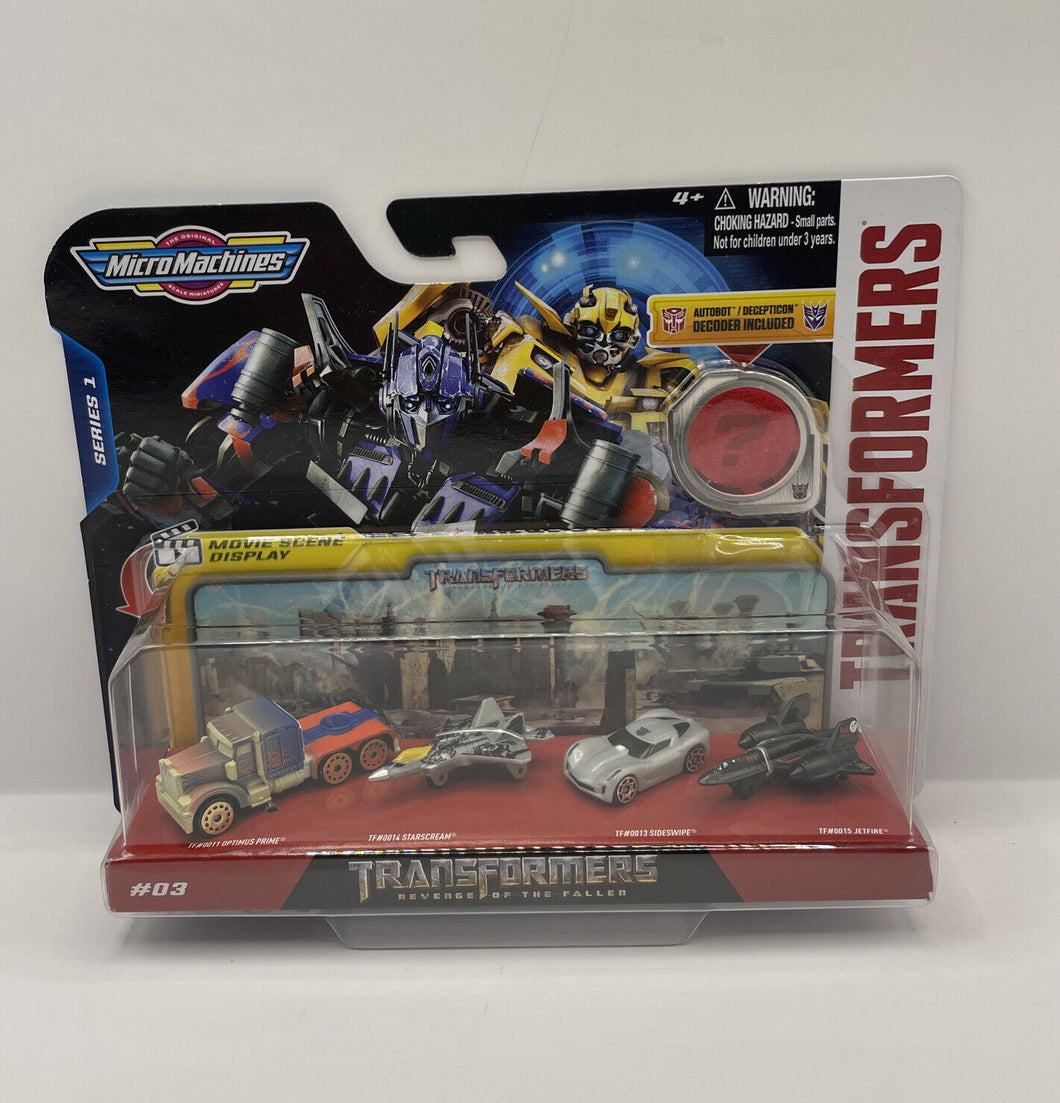 Micro Machines Transformers Revenge Of The Fallen 4-Pack With Optimus Prime and Movie Scene Display #3