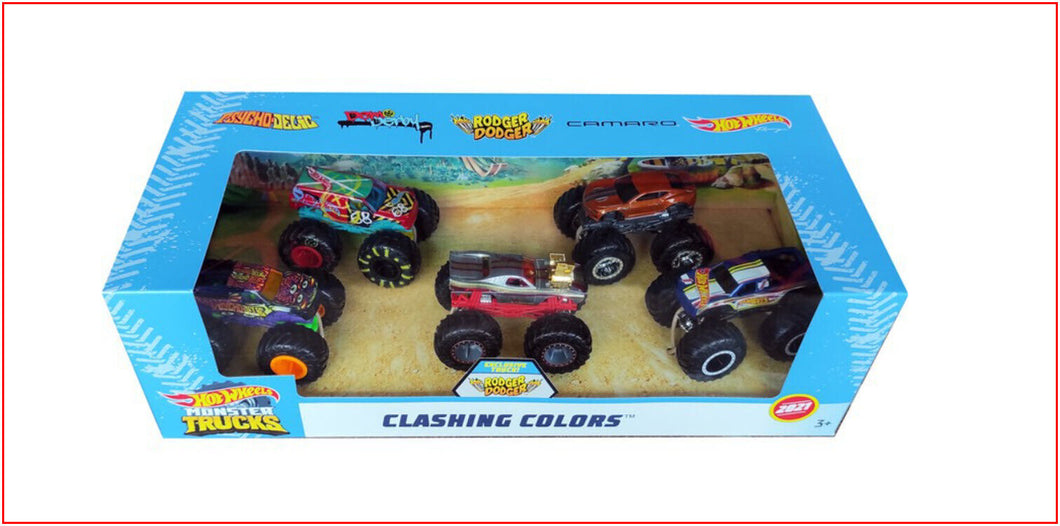 Hot Wheels Monster Truck Clashing Colors Set of 5