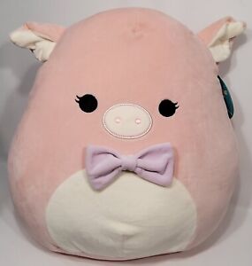 Squishmallows Hettie the pig Wearing Lavender Bow Tie 14