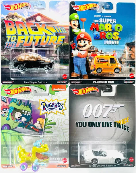 Hot Wheels Retro Entertainment Case P Back To The Future, The Mario Bros. Movie, Rugrats, You Only Live Twice