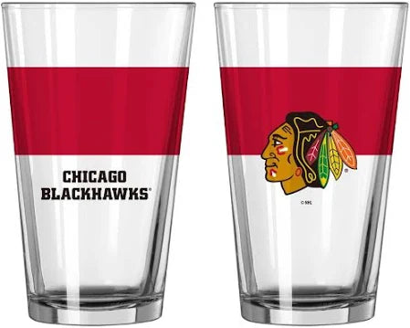 Chicago Blackhawks 16oz Colorblock Pint Glass