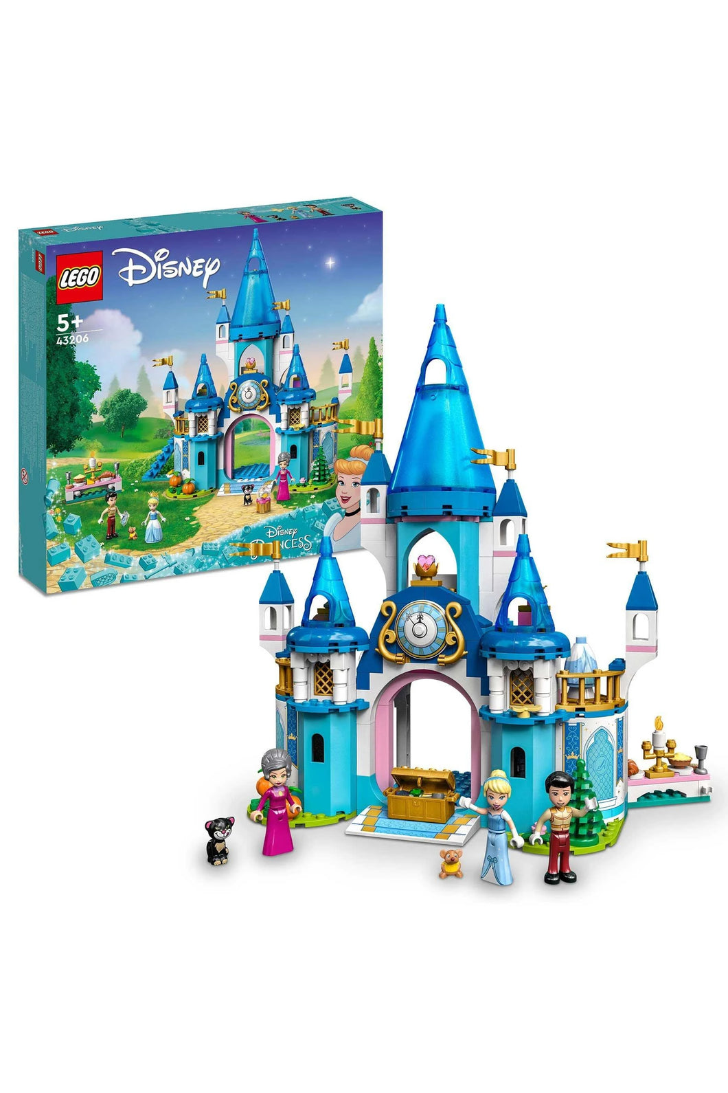 LEGO Disney Cinderella and Prince Charming Castle 43206 Building Toy Set (Retired Soon)